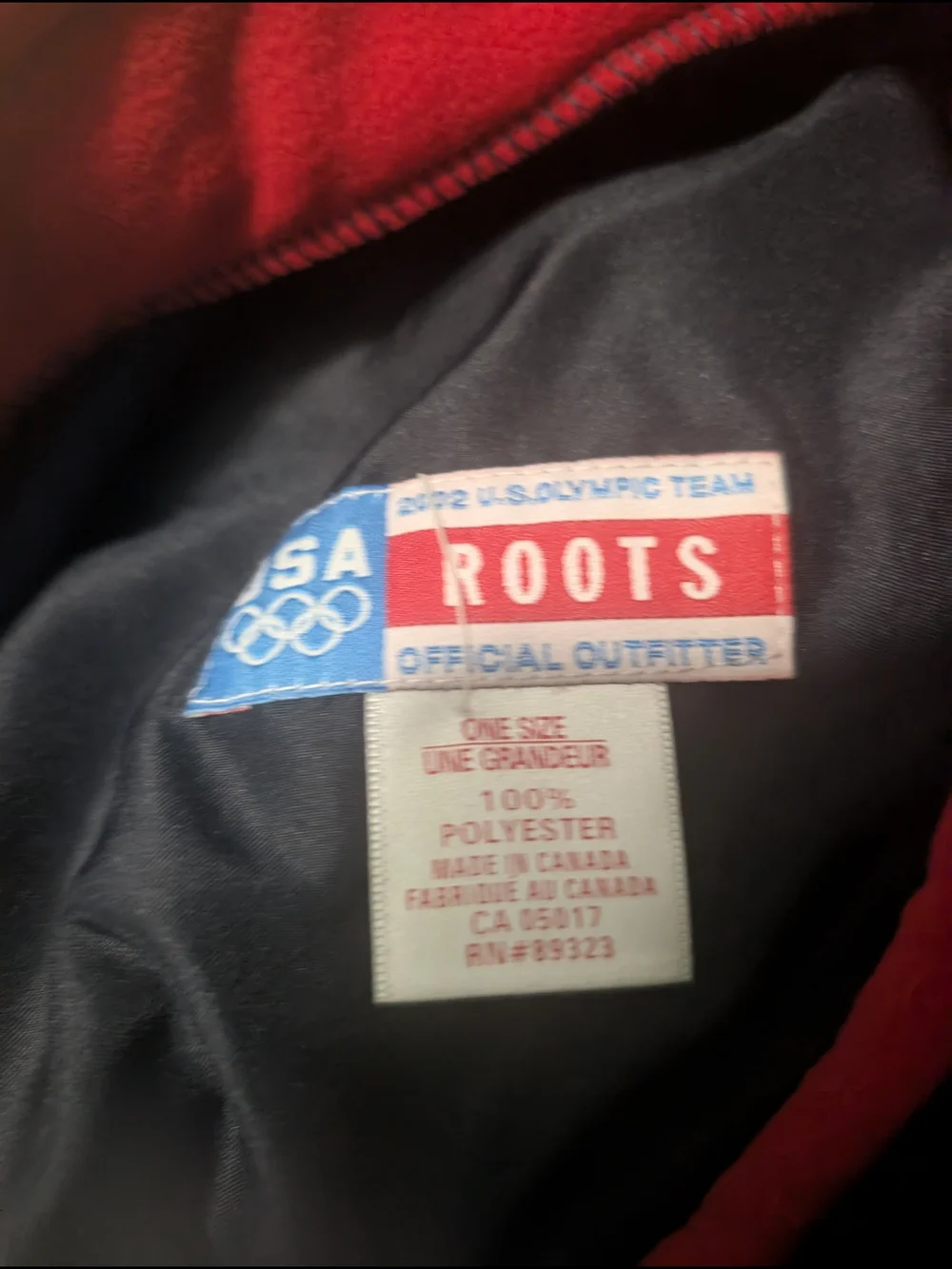 Roots Navy and Red USA Embroidered Beret
